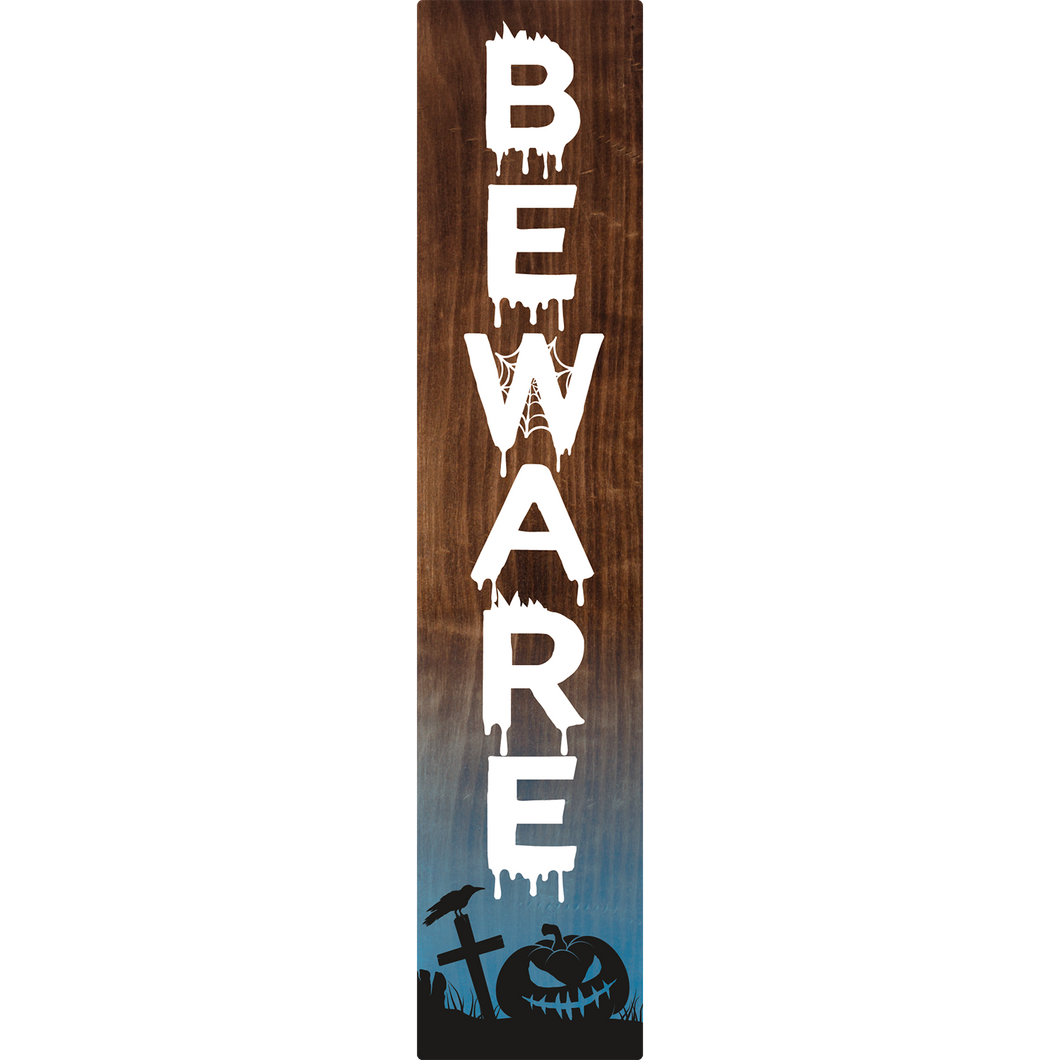 Beware Halloween Vertical Entrance Sign