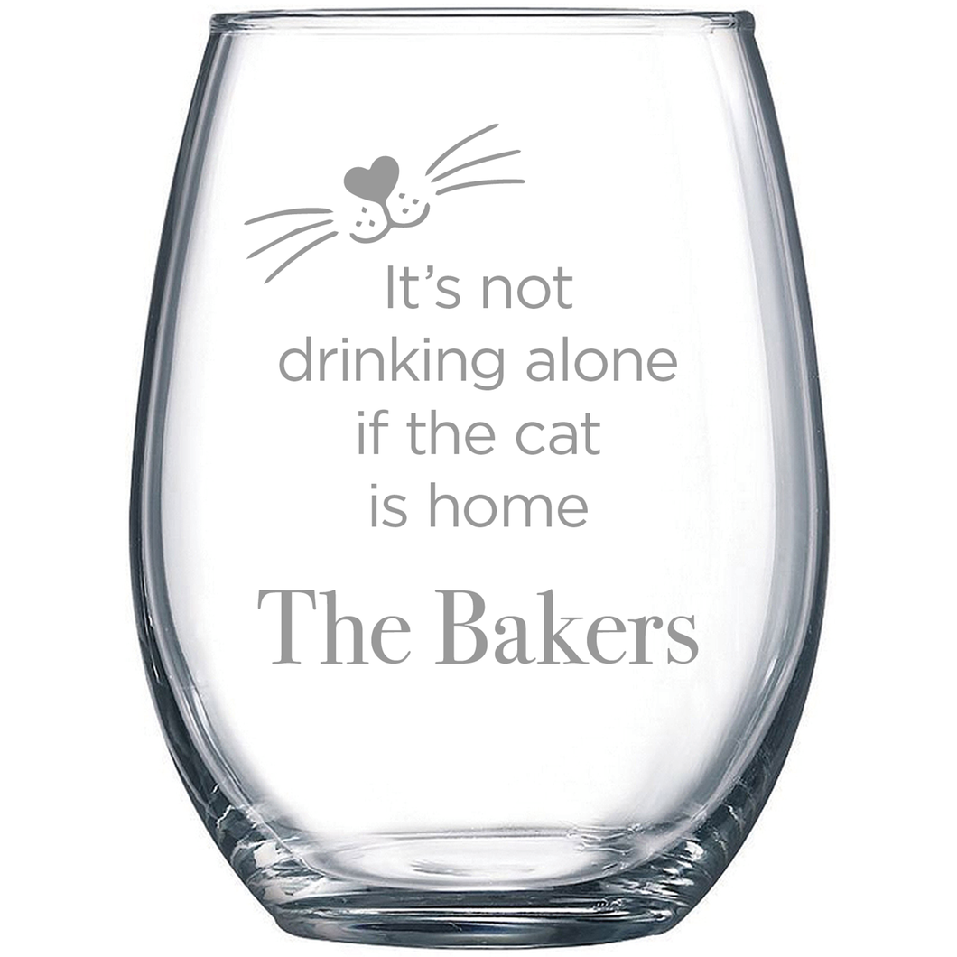 Custom Wine Glasses, Cat, Set of 4