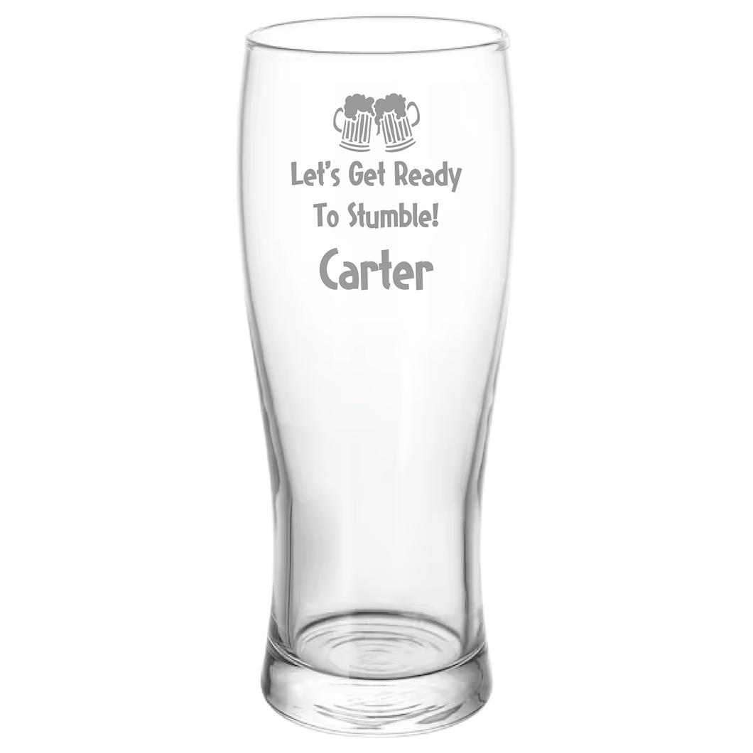 Custom Beer Glasses, Let's Get Ready, Set of 4