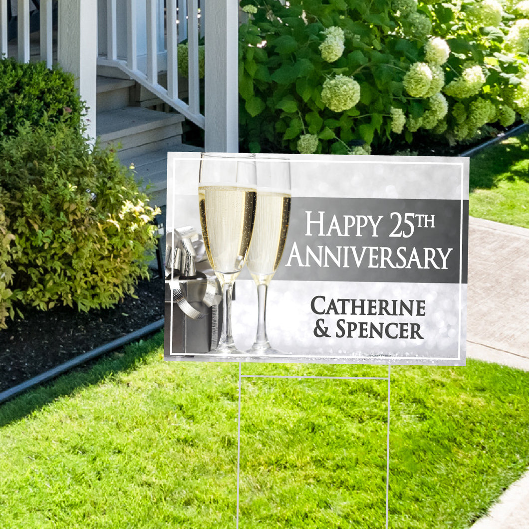 Happy 25th Anniversary Lawn Sign