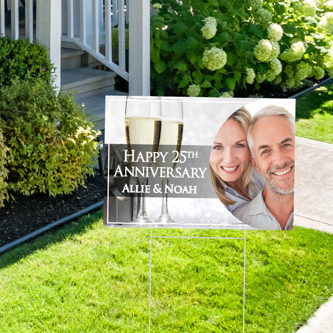 Happy 25th Anniversary Lawn Sign with Photo