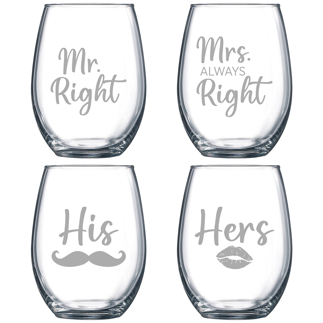 Married Couple Wine Glass Set